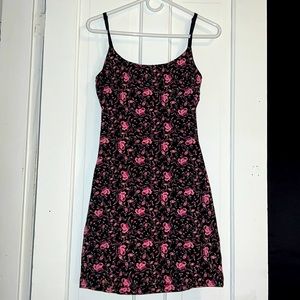 Black with Pink Rose Betsy Johnson Vintage Dress